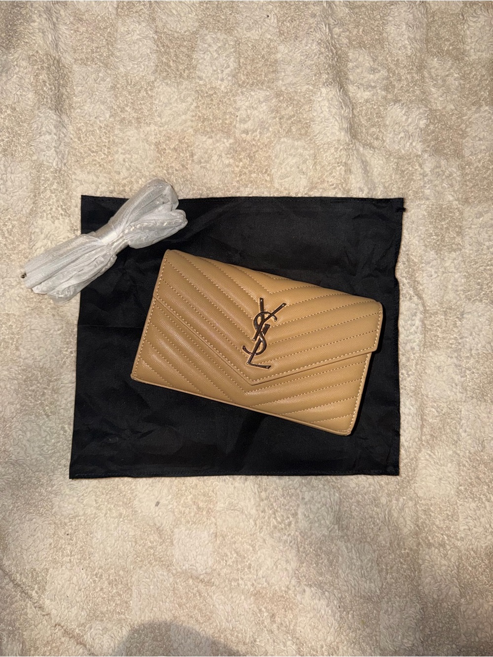 Handbag Crossbody Tan Quilted Monogram Chevron Wallet-On-Chain